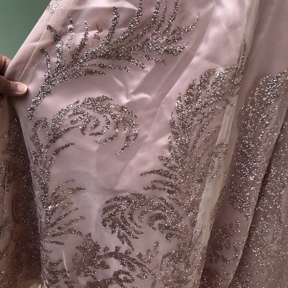 Rose with shimmer material full length evening gown - Picture 6 of 10